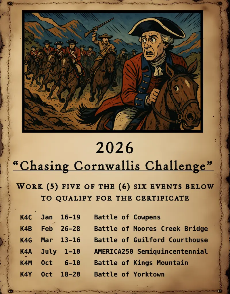 2026 Chasing Cornwallis Challenge Schedule